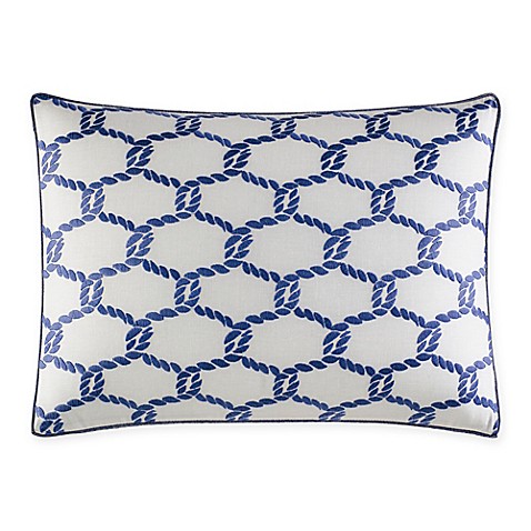 Nautica Cunningham Embroidered Oblong Throw Pillow in Medium Blue - Bed Bath & Beyond
