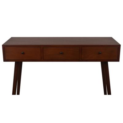 Drawer Side Table Wood Light Walnut, Decor Therapy Console Table Gloss White