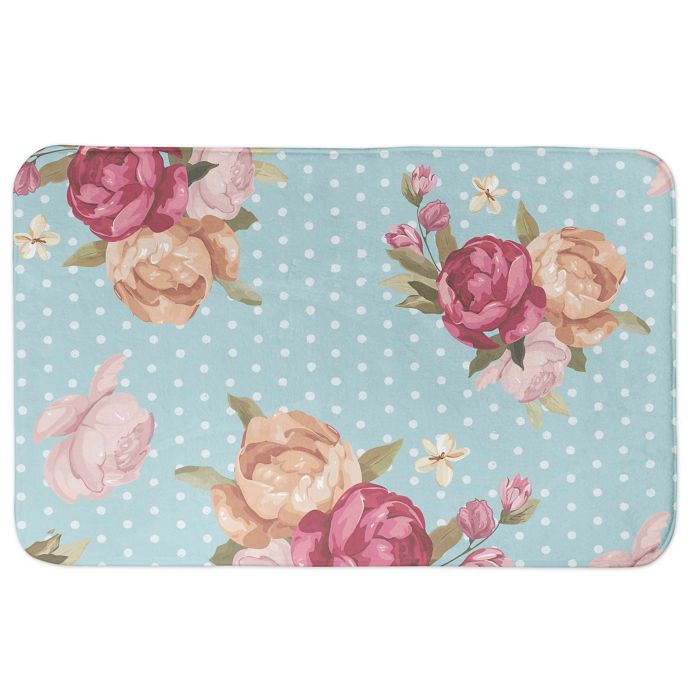 Designs Direct 34Inch x 21Inch Floral Dot Bath Mat Bed Bath & Beyond