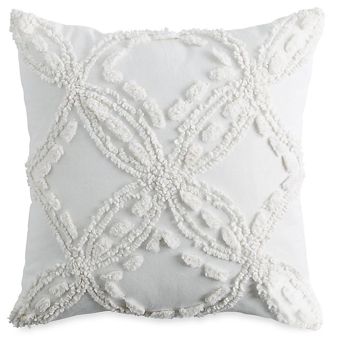 Peri Home Metallic Chenille Square Throw Pillow in Ivory