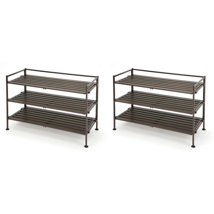 Seville Classics 3 Tier Resin Slatted Shoe Rack Set Of 2 Bed Bath Beyond