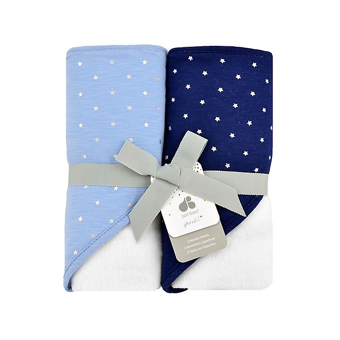 Just Born® Sparkle 2- Pack Hooded Towels in Navy