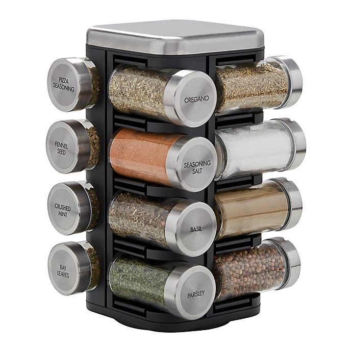 Details about   16-Jar Revolving Chrome Wire Spice Rack  Spices and Jars Included Kitchen Cook 