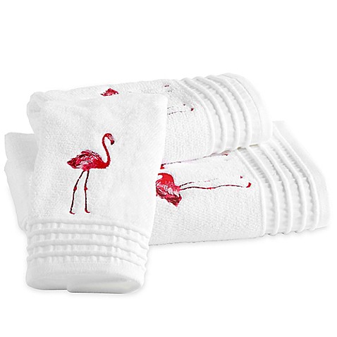 Destinations Pink Flamingo Embroidered Bath Towel Collection - Bed Bath ...
