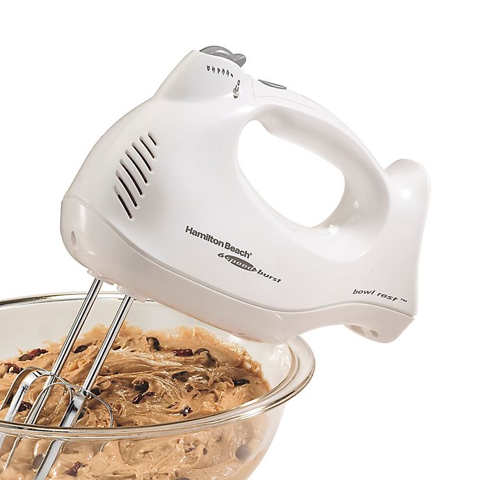 Hamilton Beach® 6-Speed Hand Mixer in White with Clear Case