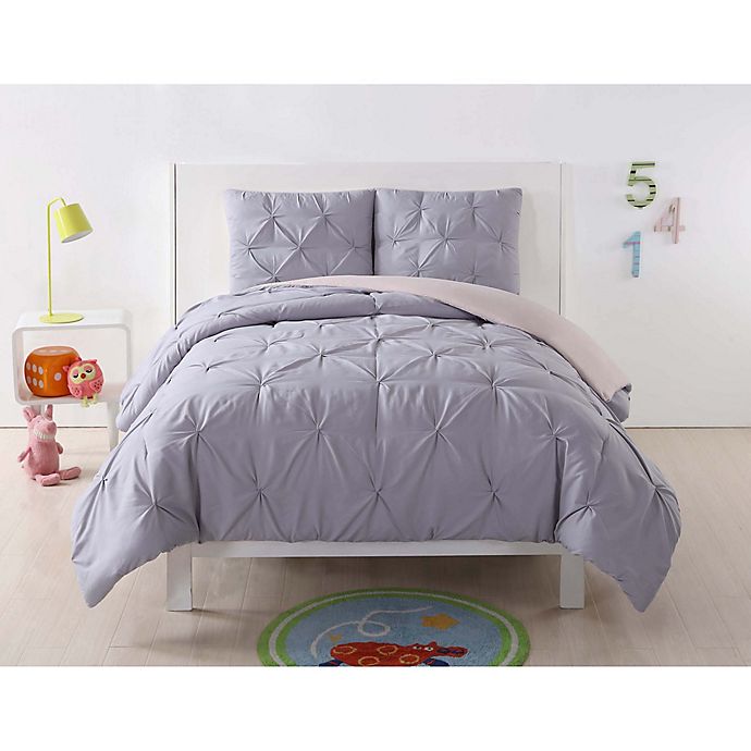 My World Pleated Twin XL Comforter Set in Lavender/Blush