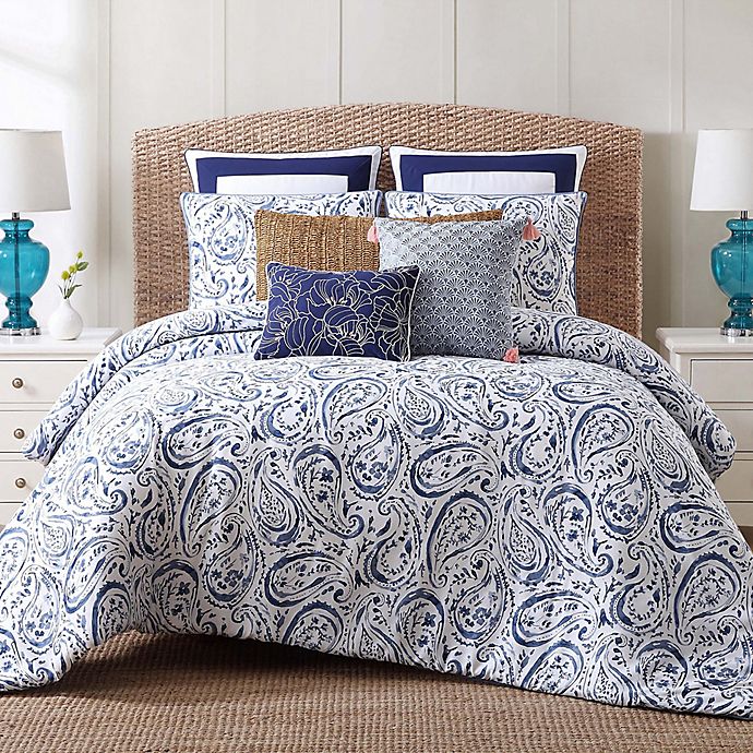 Indienne Paisley King Comforter Set in Navy/White