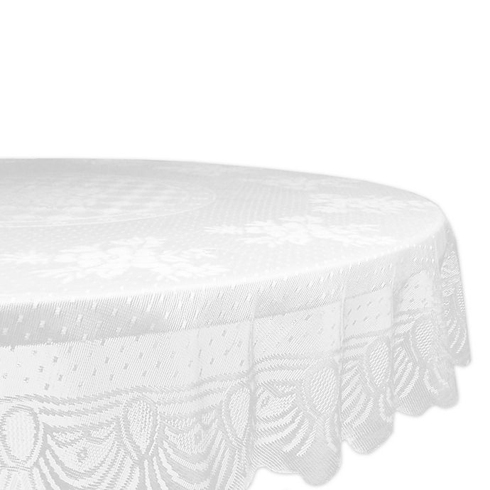 Lace Floral 63-Inch Round Tablecloth in White