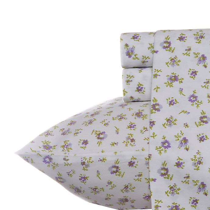 Laura Ashley® Petite Fleur Queen Sheet Set in Lilac