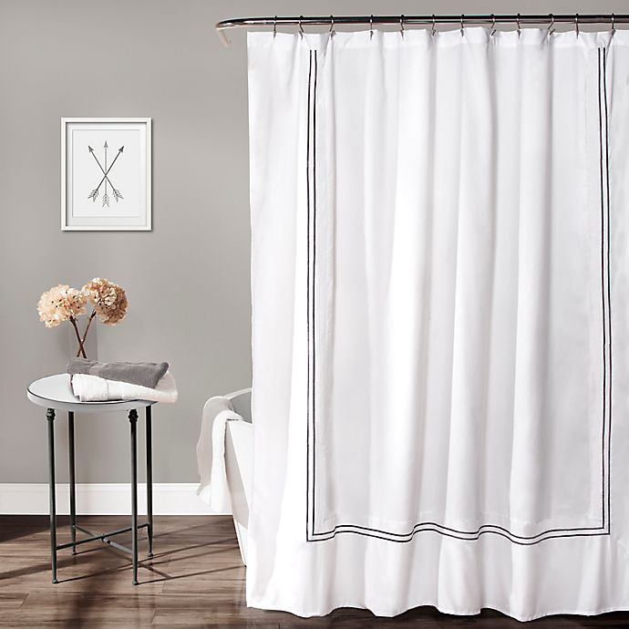 mDesign Premium 100% Cotton Stripe Fabric Shower Curtain Hotel Quality for Ba 