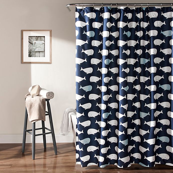 Lush Decor® Whale Shower Curtain in Navy