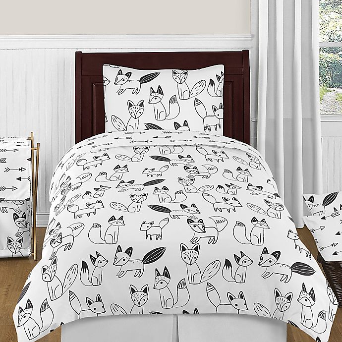 Sweet Jojo Designs® Fox 4-Piece Twin Comforter Set in Black/White