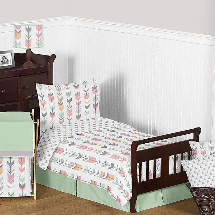 Sweet Jojo Designs Mod Arrow Toddler Bedding Collection in Coral/Mint
