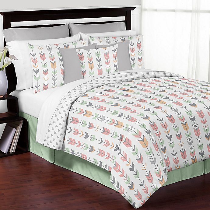 Sweet Jojo Designs Mod Arrow Bedding Collection in Coral/Mint
