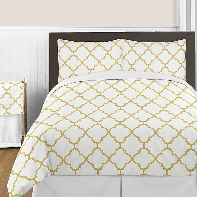 Sweet Jojo Designs Trellis Comforter Set In White Gold Buybuy Baby