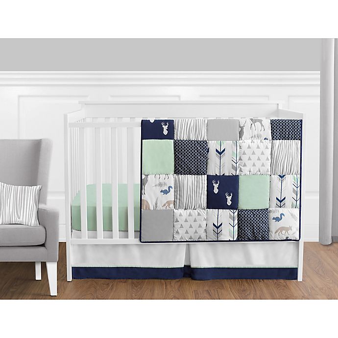 Sweet Jojo Designs Woodsy 11-Piece Crib Bedding Set in Navy/Mint
