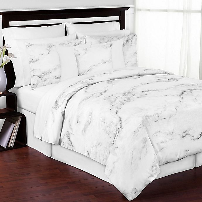 Sweet Jojo Designs Marble 3-Piece King Comforter Set in Black/White