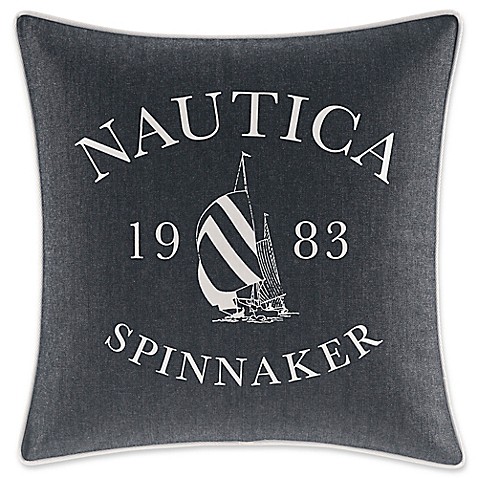 Nautica Heritage Logo Square Throw Pillow in Navy - Bed Bath & Beyond