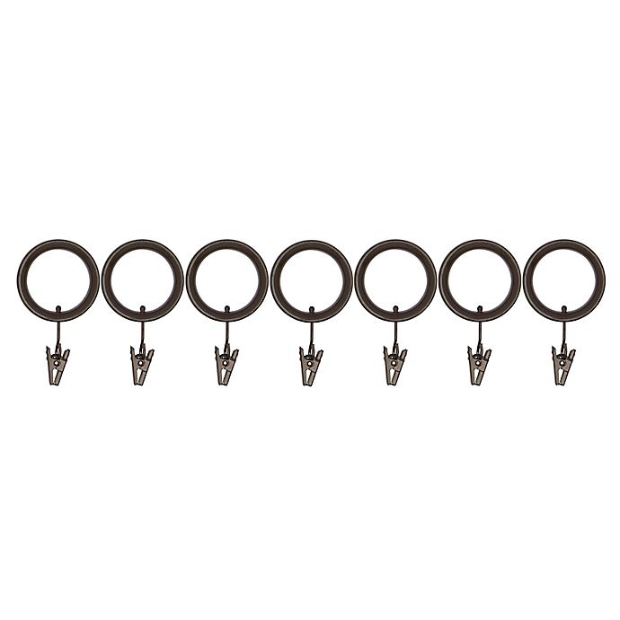 UMBRA 1.5” Curtain Drapery Metal Clip Rings Pewter Color 7-pc NEW 