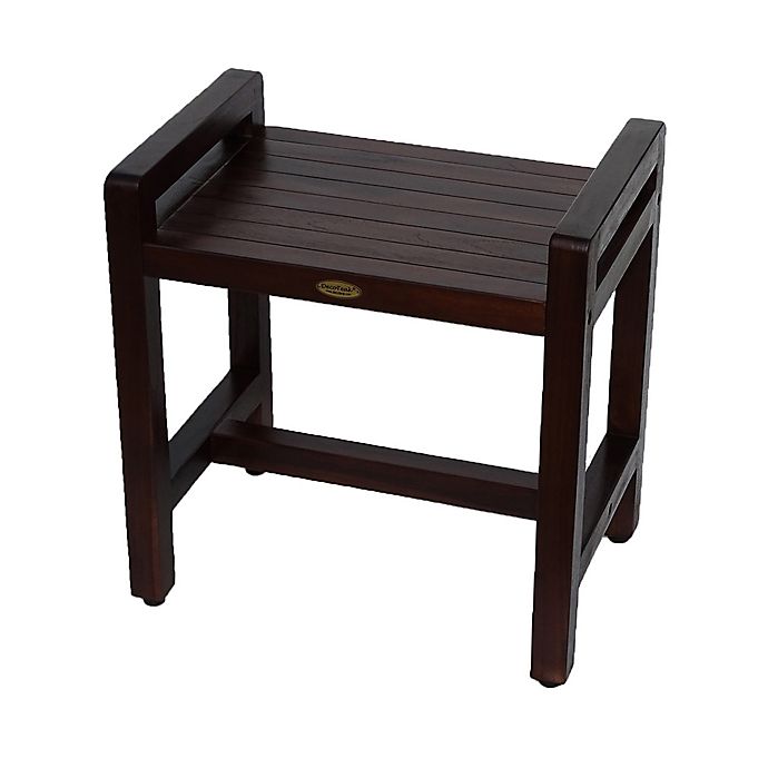 Classic™ Solid Teak 20-Inch Stool with Aide™ Arms and Shelf