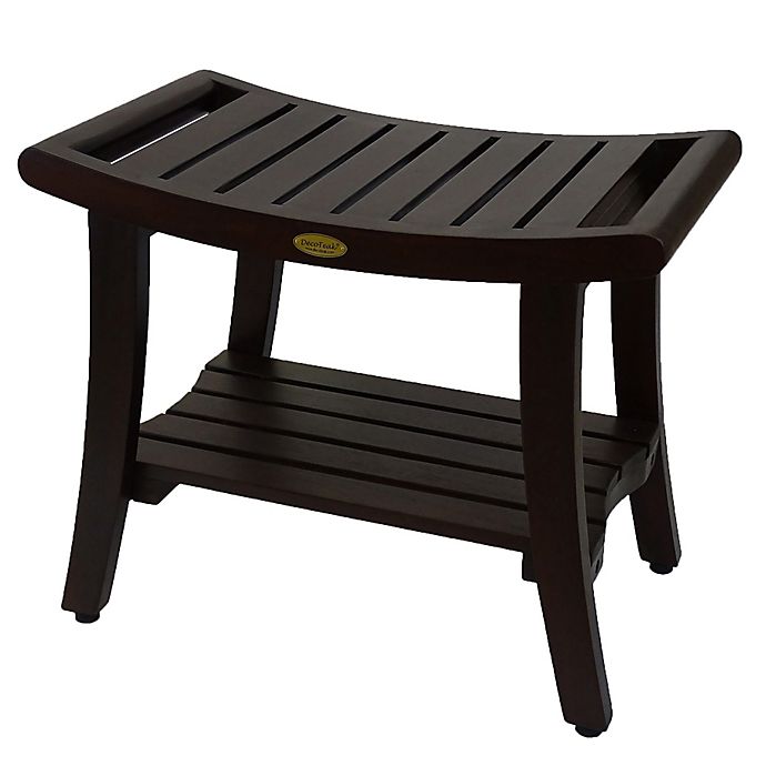 Harmony™ 24-Inch Teak Bench with Shelf and LiftAide™ Arms