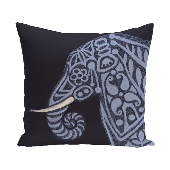 E by Design Inky Animal Print Square Throw Pillow in Blue Bed Bath