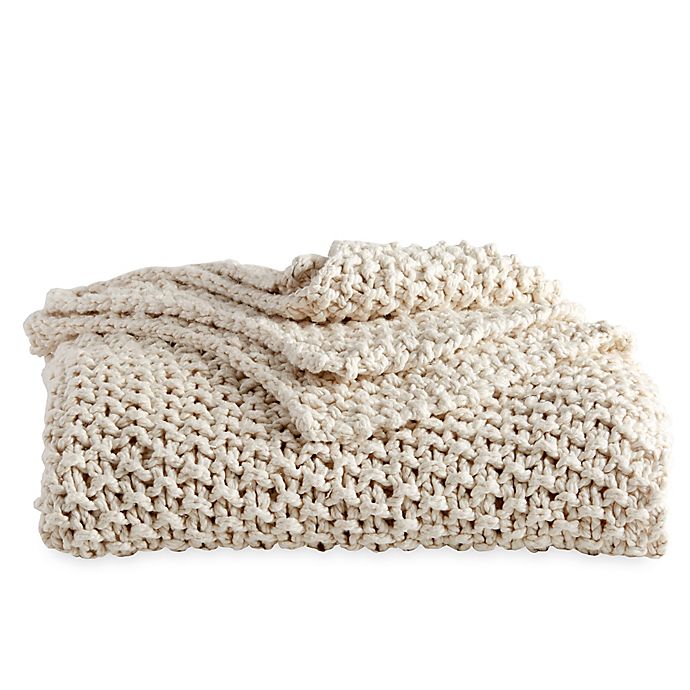 DKNYpure® Silky Chunky Knit Throw Blanket in Natural