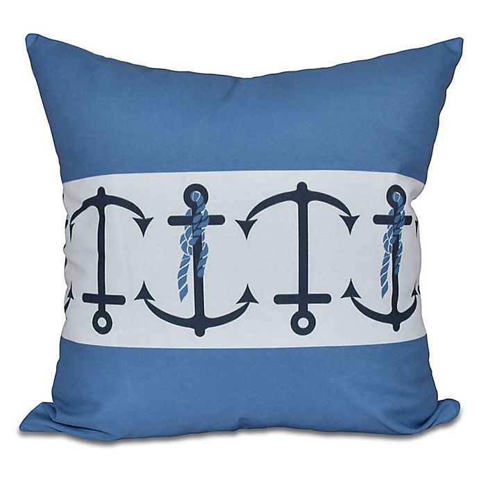 Anchor Stripe Square Throw Pillow in Blue
