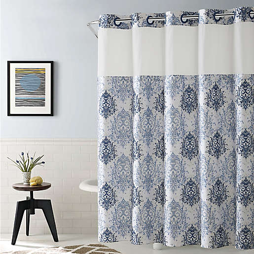 Hookless Ikat Shower Curtain Bed, Damask Shower Curtain