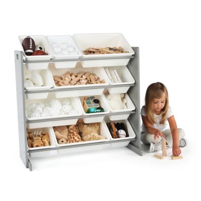 grey and white toy organizer