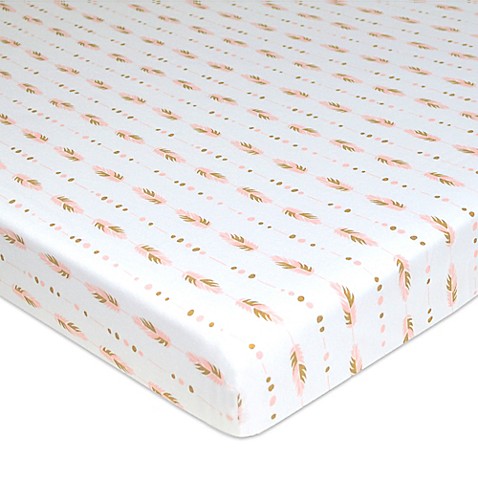 TL Care Feather Print Jersey Knit Fitted Playard Sheet in ...