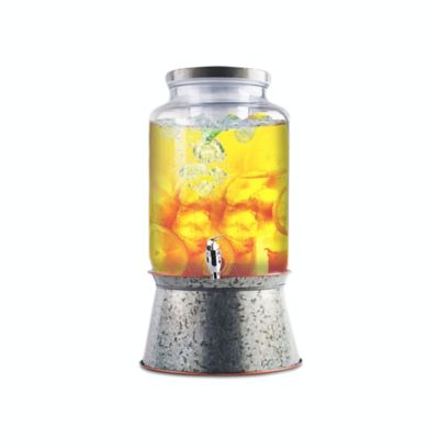 Ilyapa Outdoor Glass Beverage Dispenser with Sturdy Metal Base, Stainless  Steel Spigot & Hanging Chalkboard - 1 Gallon Drink Dispenser for Lemonade