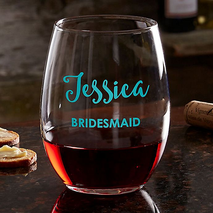 Bridal Party Personalized Stemless Wine Glass