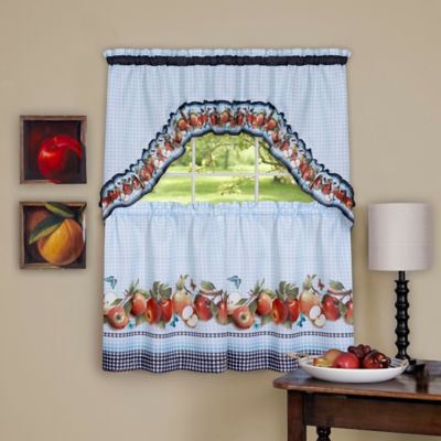 Buy Achim Golden Delicious 36Inch Kitchen Window Curtain Tier Pair and Swag Valance in Ice Blue 