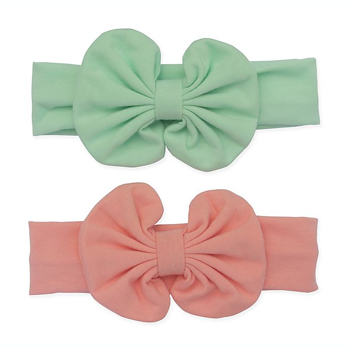 So' Dorable 2-Pack Knit Bow Headwraps in Coral/Mint