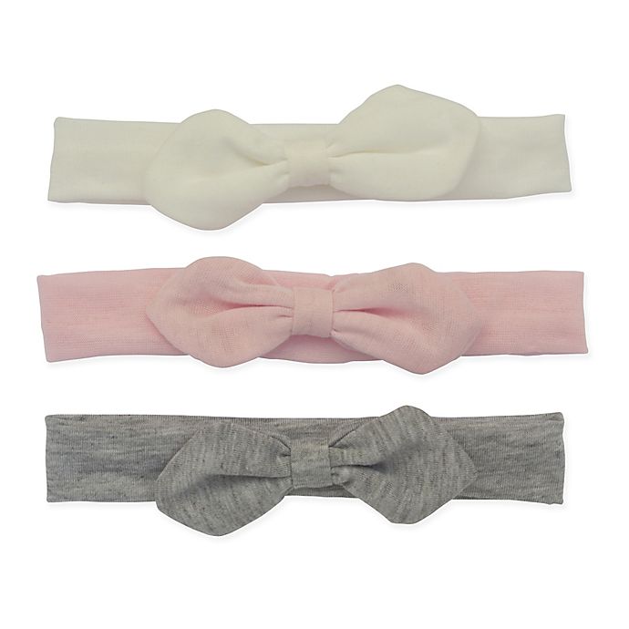 So' Dorable 3-Pack Soft Cotton Knit Bow Headands in Pink/Grey