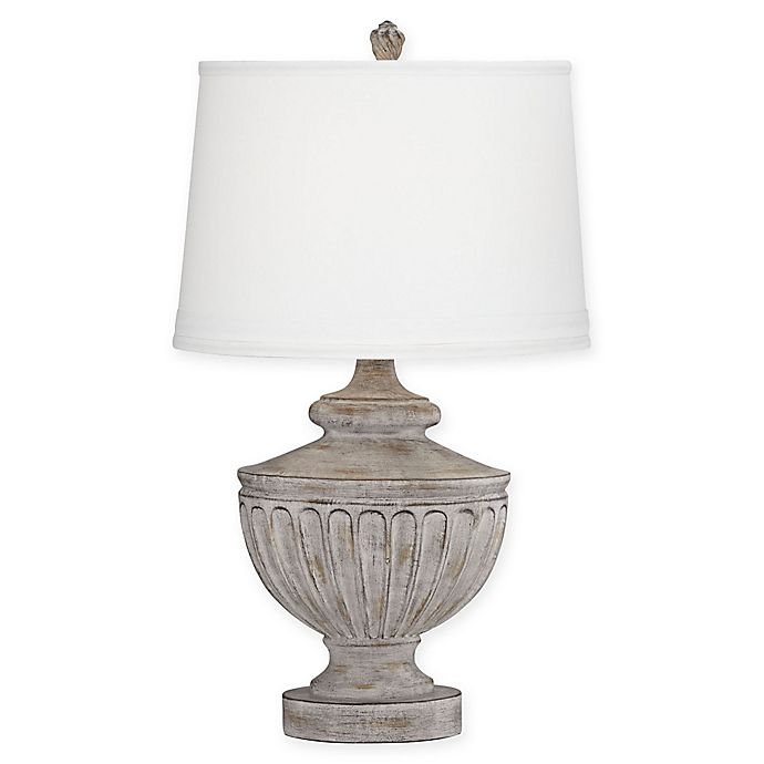 Villa Pompeii Table Lamp in Grey/Brown with Oval Tapered Linen Shade