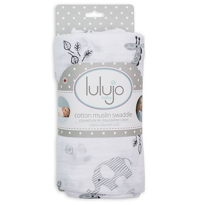 Lulajo Baby Afrique Muslin Swaddle Blanket in White