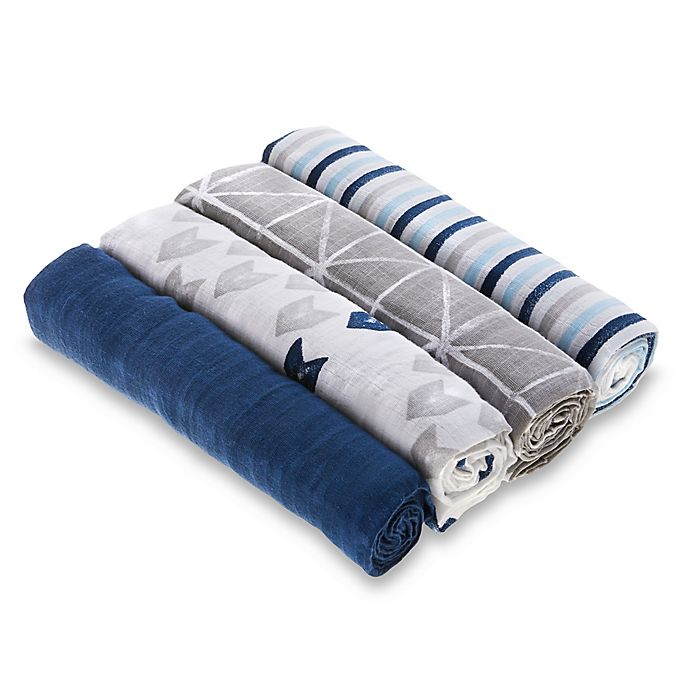 aden + anais™ essentials Denim Wash 4-Pack Cotton Muslin Swaddle Blankets