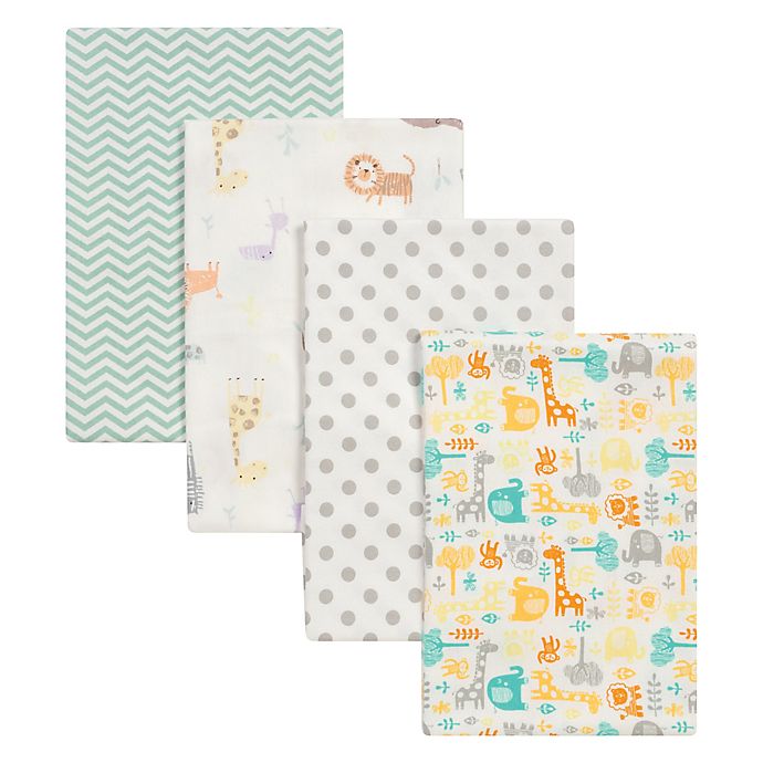 Trend Lab® 4-Pack Mint Jungle Flannel Receiving Blankets