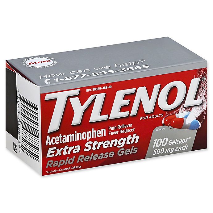 Tylenol® Extra Strength 100-Count 500 mg Pain Reliever Fever Rapid Release Reducer GelCaps