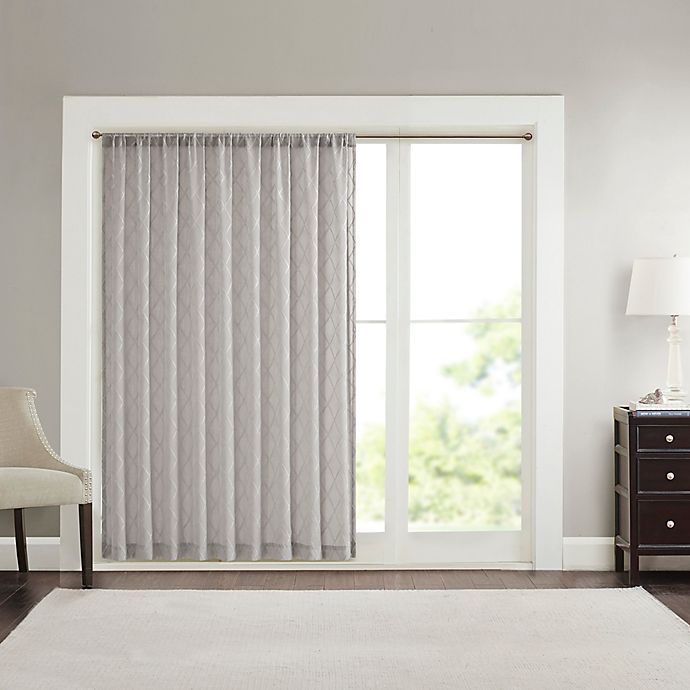 Madison Park Irina Diamond Sheer 84-Inch Rod Pocket Window Curtain Panel in Grey (Single)