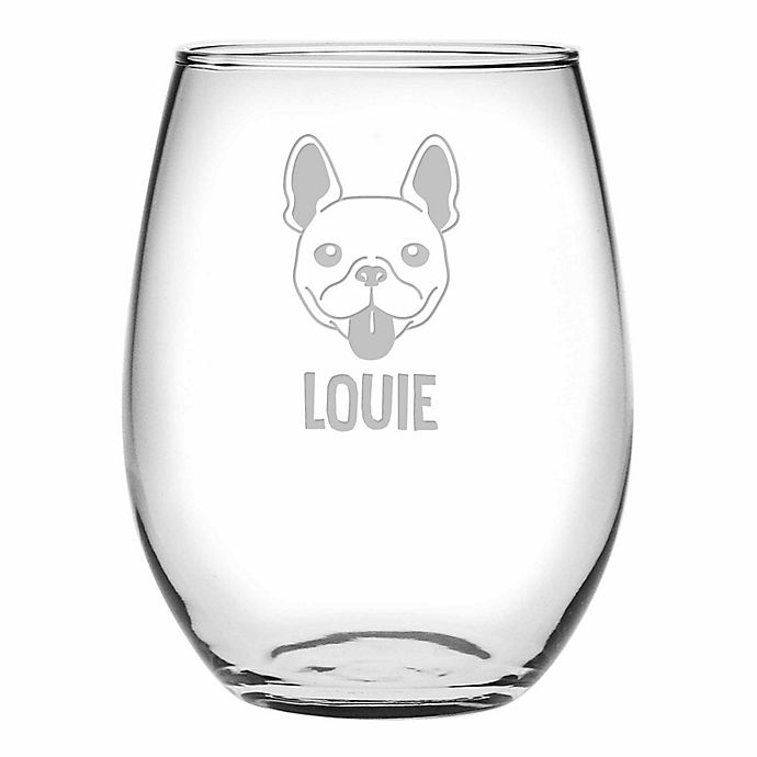 Susquehanna Glass French Bulldog Face Stemless Wine Glasses (Set of 4)