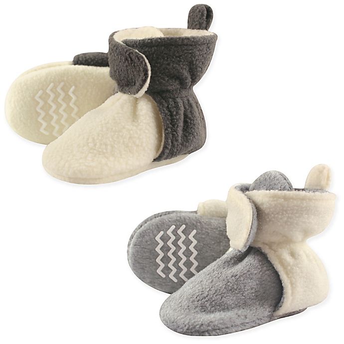 Hudson Baby® 2-Pack Fleece Scooties Slipper in Beige/Grey