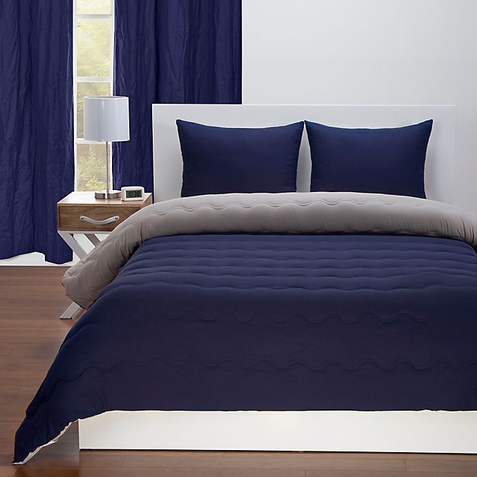 Crayola® Reversible Solid Twin Comforter Set in Navy/Grey