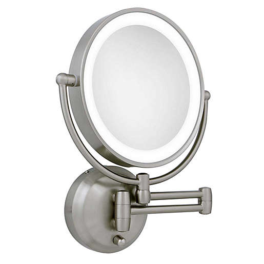 Zadro 10x 1x Dual Sided Round Led, Wall Mounted Magnifying Mirror With Lighted 10x