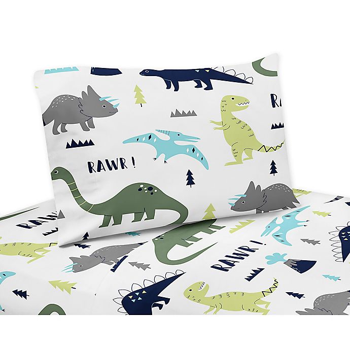 Sweet Jojo Designs® Mod Dinosaur Sheet Set in Turquoise/Navy