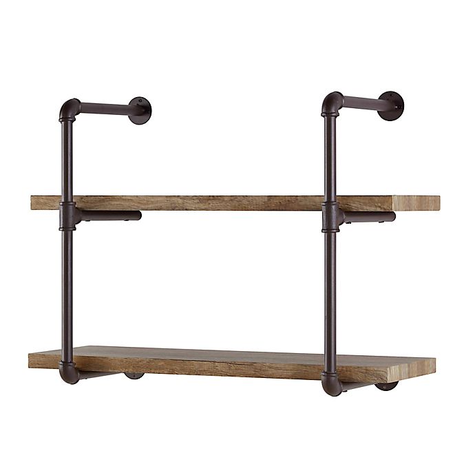 2 Tier Industrial Pipe Wall Shelf, Galvanized Pipe Shelves Bathrooms