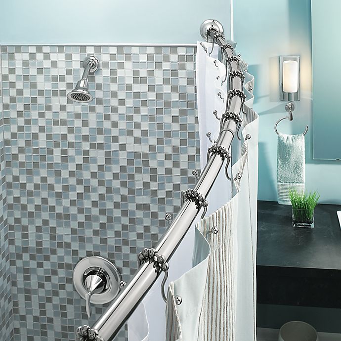 Adjustable Curved Chrome Shower Rod, Bowed Curtain Rod For Showers
