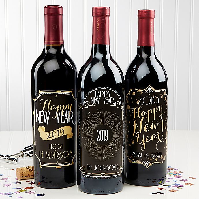 Happy New Year! Wine Bottle Labels (Set of 3)